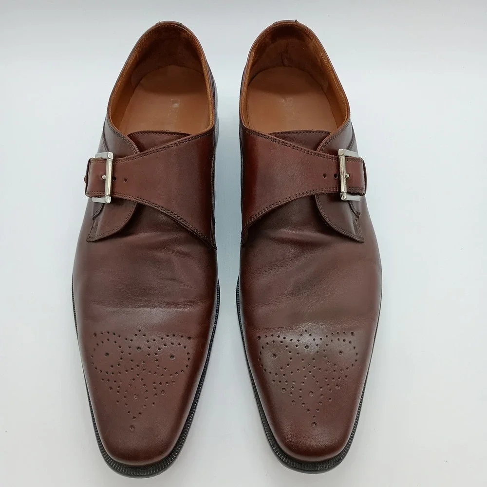 Broletto Mens Brown Leather Single Monk Strap Shoes Made in Italy 11.5 M - Picture 2 of 10